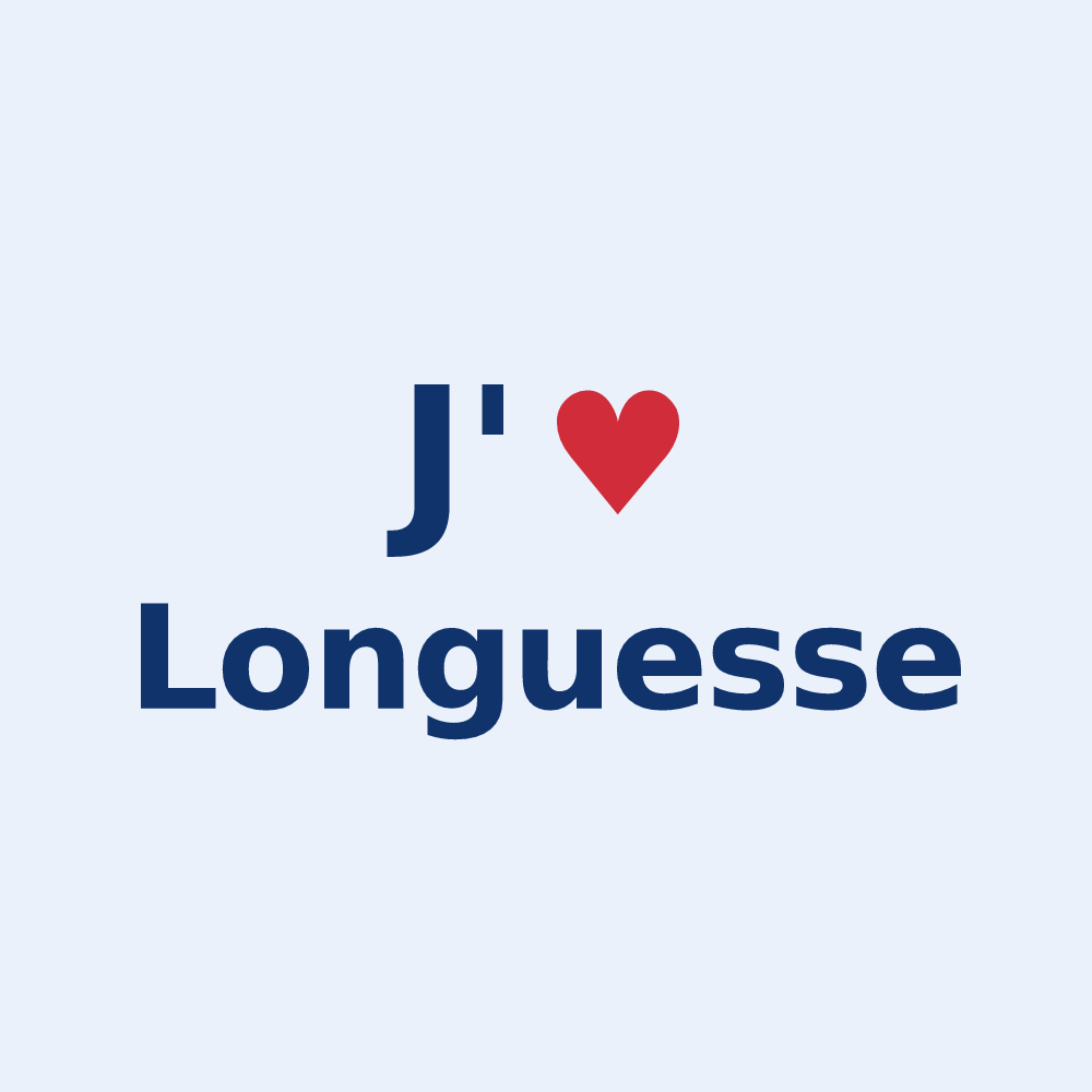 Sticker personnalisé Longuesse — design « J'aime Longuesse » imprimé sur le sticker