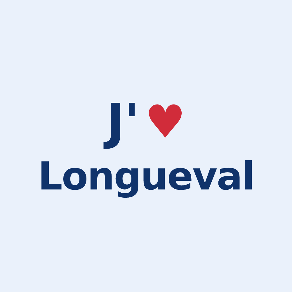 Sticker personnalisé Longueval — design « J'aime Longueval » imprimé sur le sticker