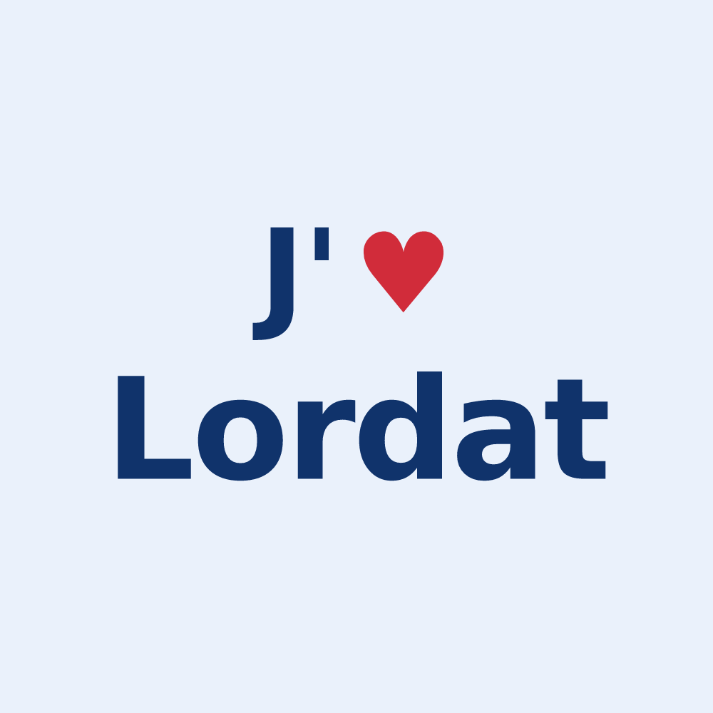 Sticker personnalisé Lordat — design « J'aime Lordat » imprimé sur le sticker