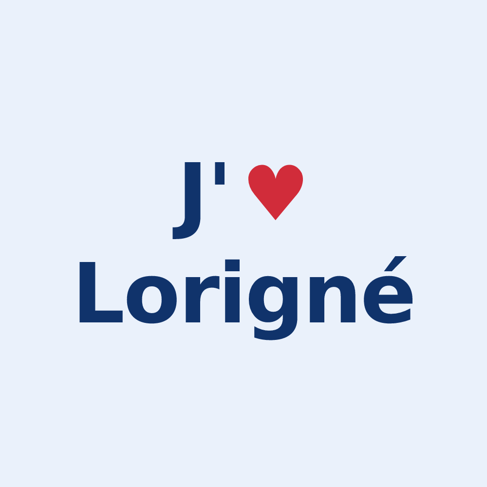 Sticker personnalisé Lorigné — design « J'aime Lorigné » imprimé sur le sticker