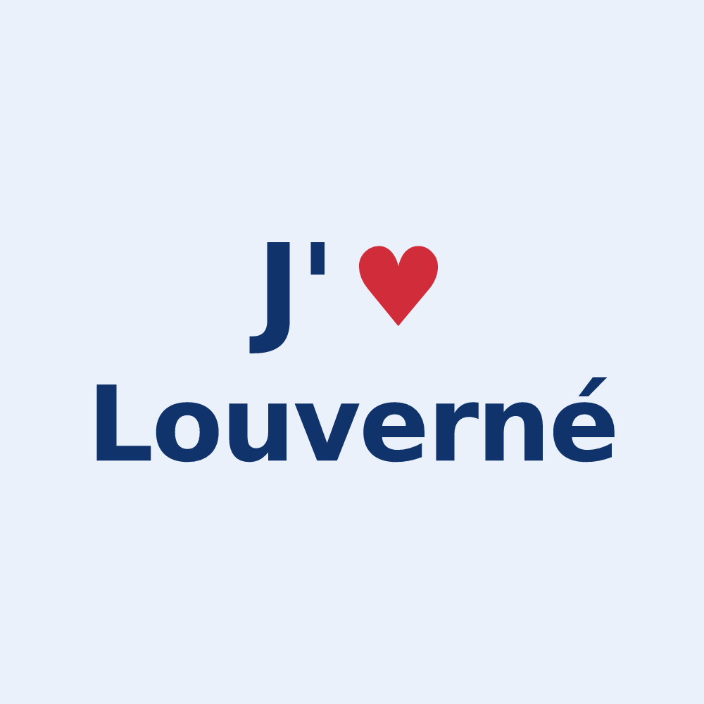 Sticker personnalisé Louverné — design « J'aime Louverné » imprimé sur le sticker