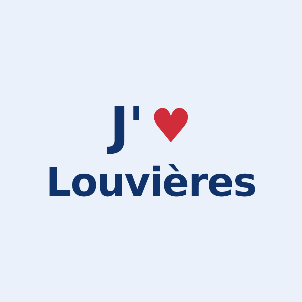 Sticker personnalisé Louvières — design J'aime Louvières