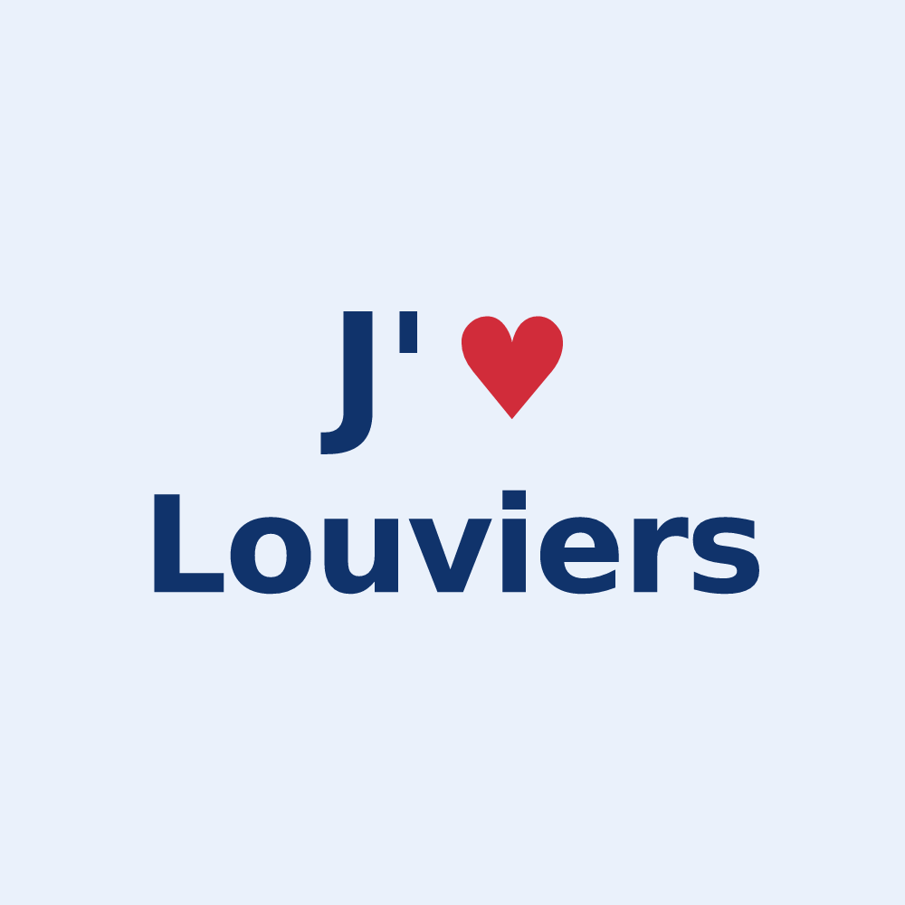 Sticker personnalisé Louviers — design « J'aime Louviers » imprimé sur le sticker