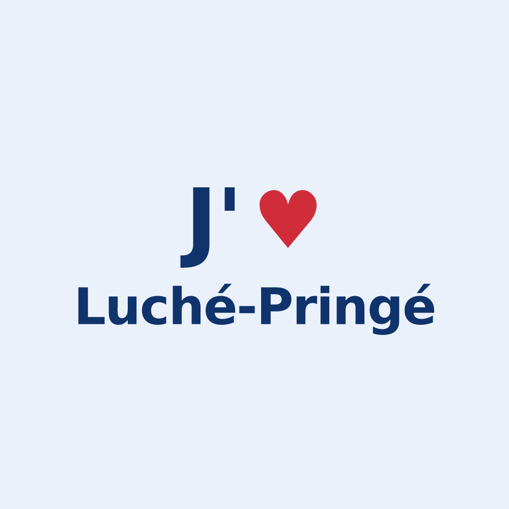 Sticker personnalisé Luché-Pringé — design « J'aime Luché-Pringé » imprimé sur le sticker
