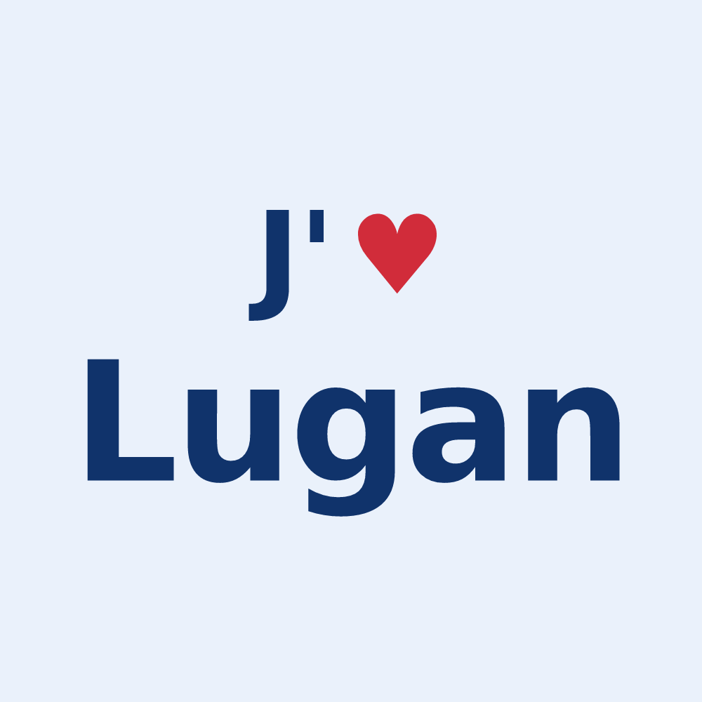 Sticker personnalisé Lugan — design J'aime Lugan