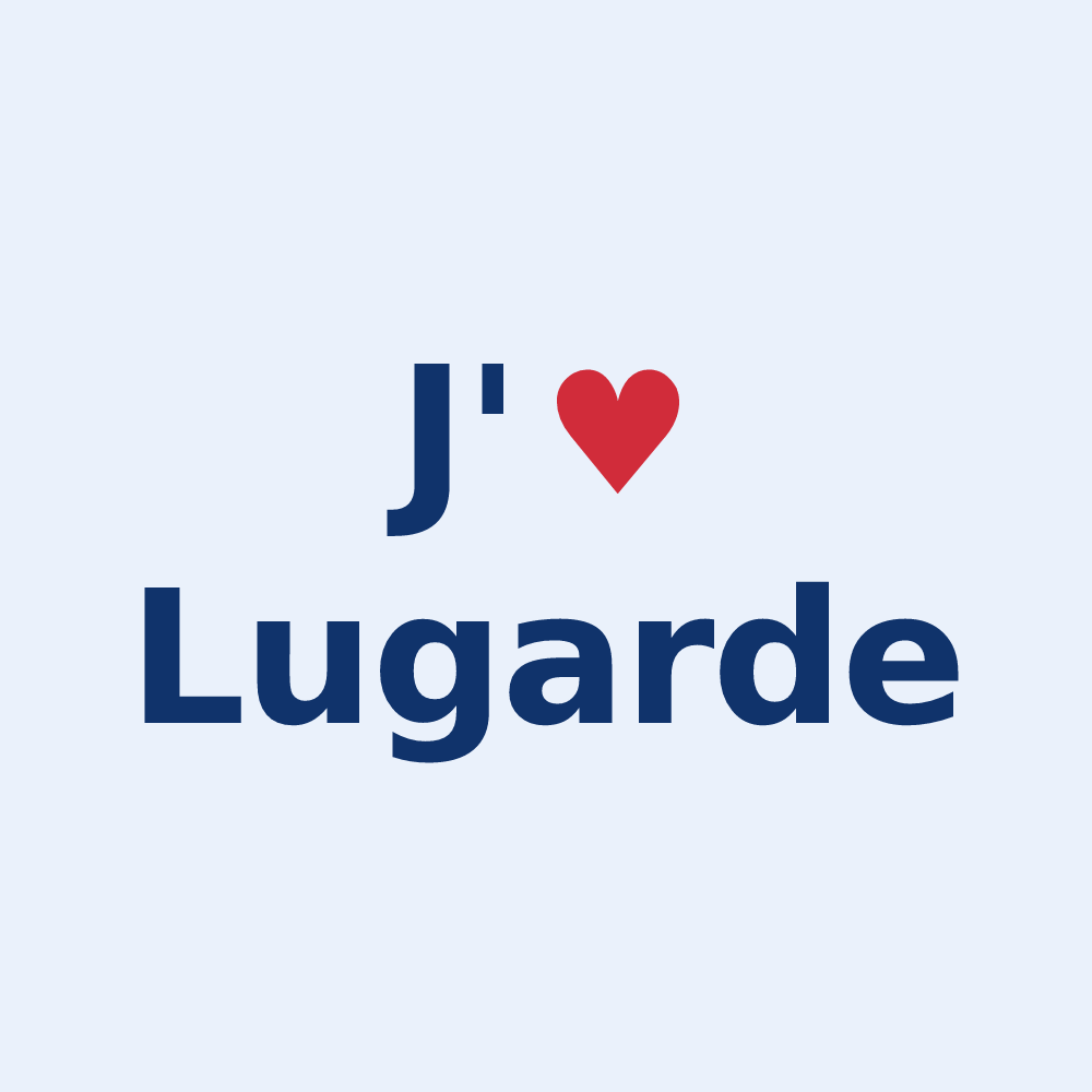 Sticker personnalisé Lugarde — design « J'aime Lugarde » imprimé sur le sticker