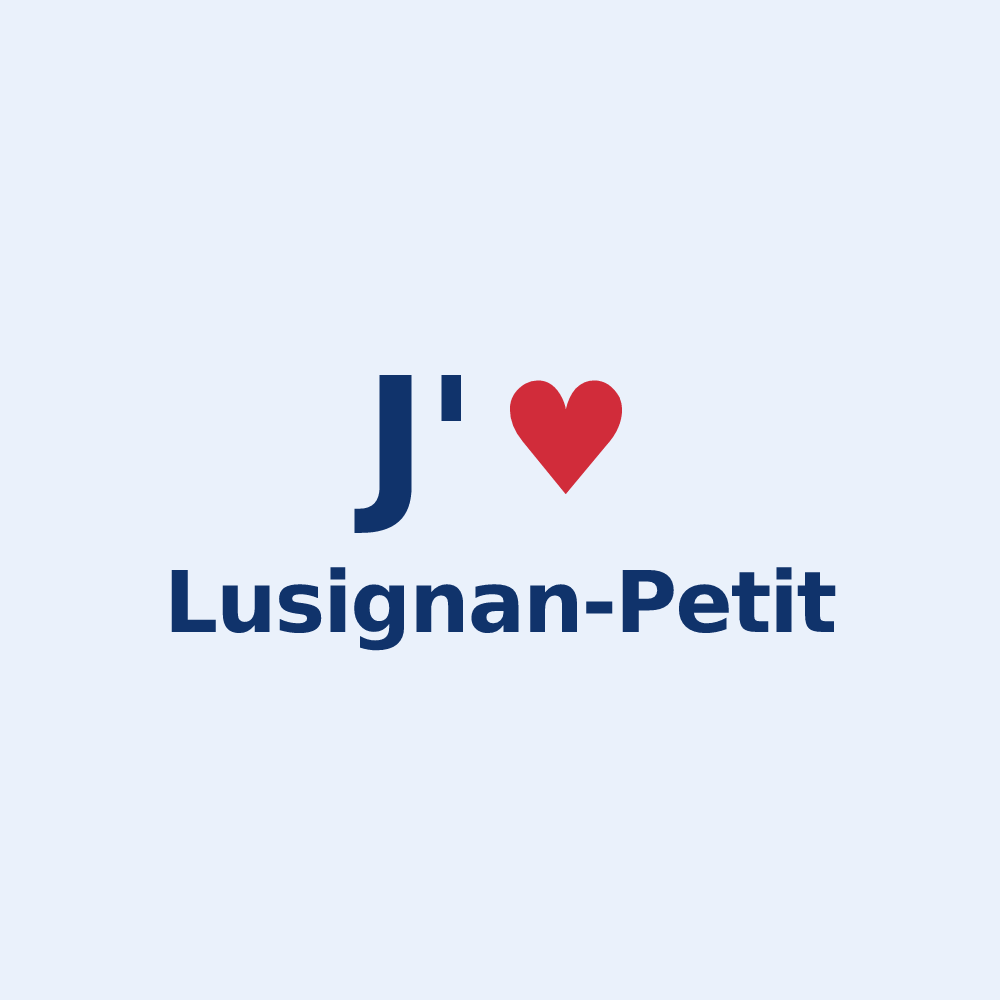 Sticker personnalisé Lusignan-Petit — design J'aime Lusignan-Petit