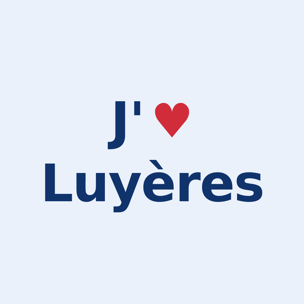 Sticker personnalisé Luyères — design « J'aime Luyères » imprimé sur le sticker