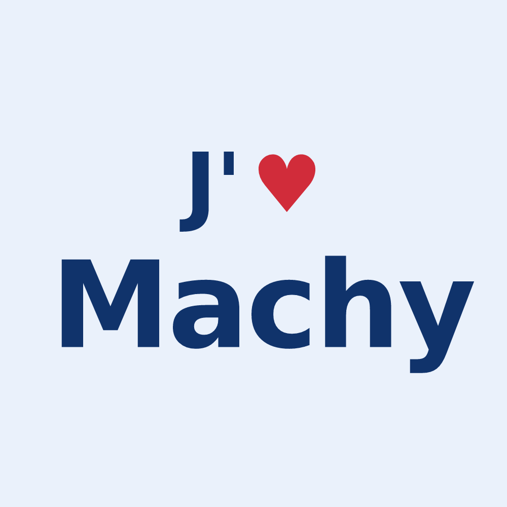 Sticker personnalisé Machy — design « J'aime Machy » imprimé sur le sticker