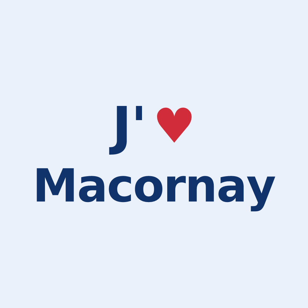 Sticker personnalisé Macornay — design J'aime Macornay