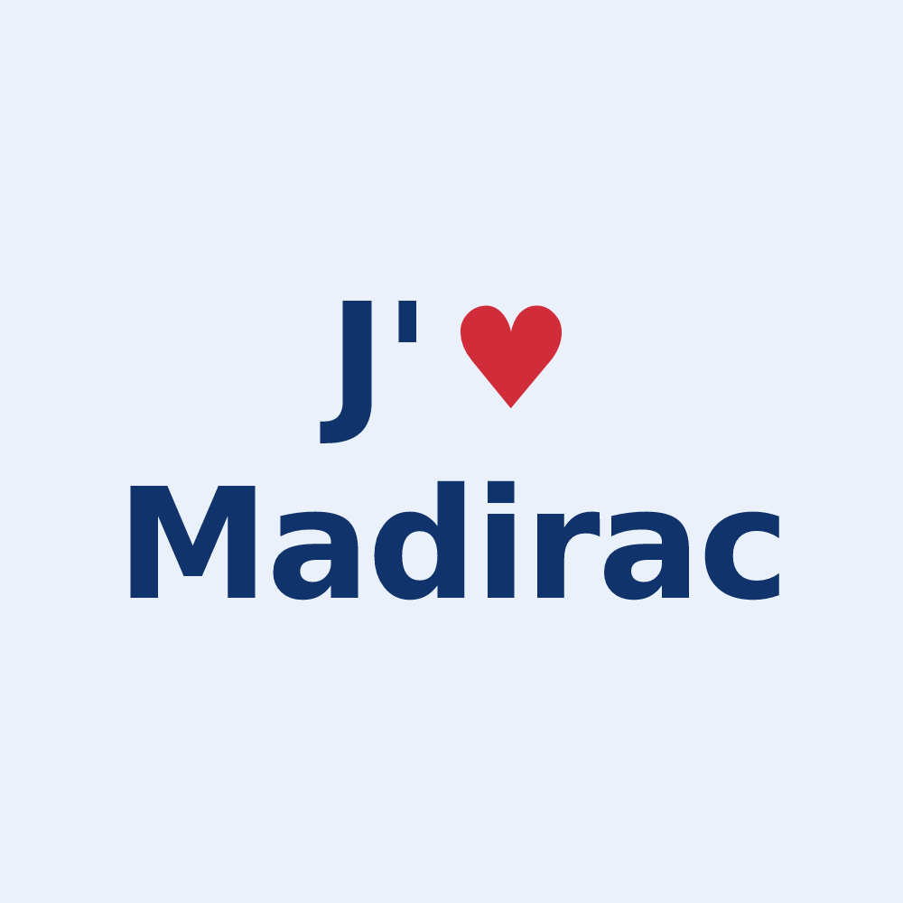 Sticker personnalisé Madirac — design J'aime Madirac