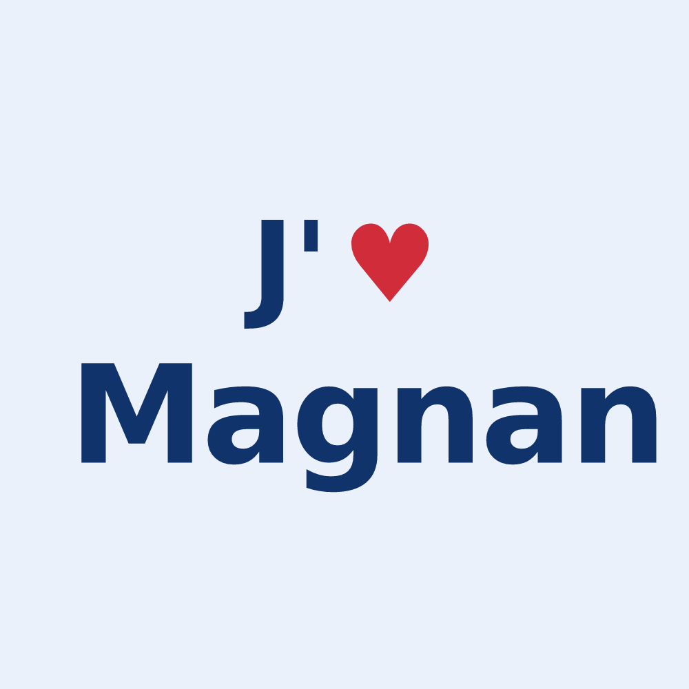Sticker personnalisé Magnan — design « J'aime Magnan » imprimé sur le sticker