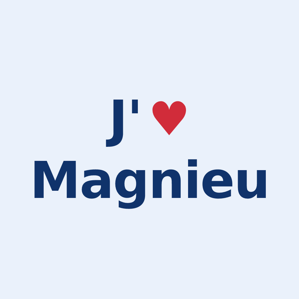 Sticker personnalisé Magnieu — design « J'aime Magnieu » imprimé sur le sticker