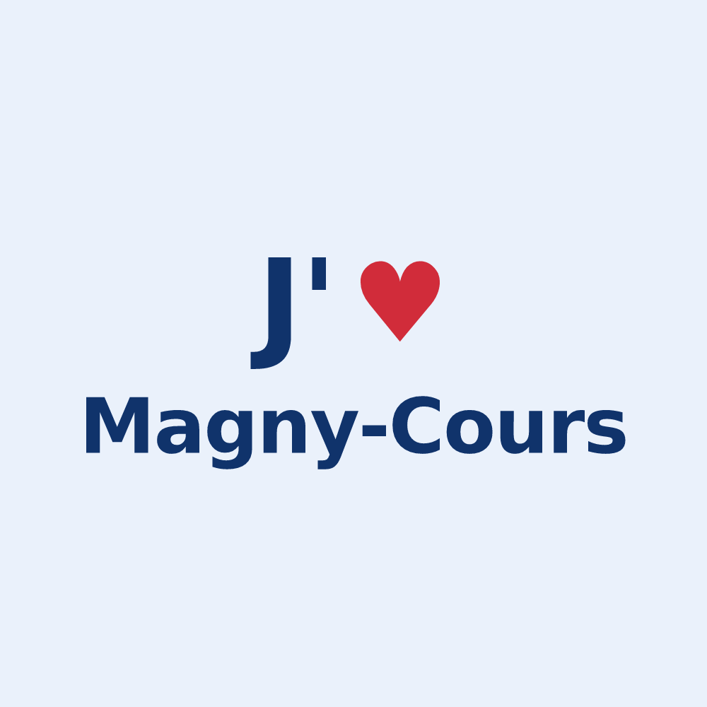 Sticker personnalisé Magny-Cours — design « J'aime Magny-Cours » imprimé sur le sticker