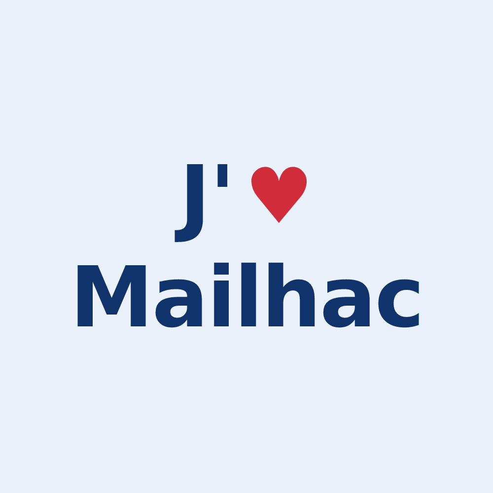 Sticker personnalisé Mailhac — design « J'aime Mailhac » imprimé sur le sticker