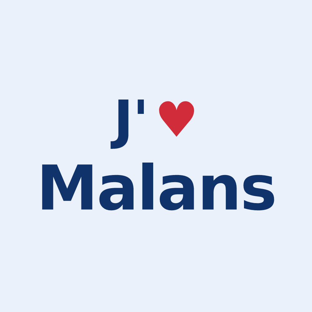 Sticker personnalisé Malans — design J'aime Malans