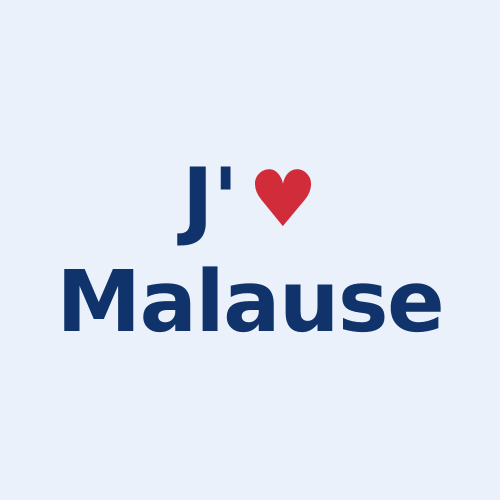 Sticker personnalisé Malause — design « J'aime Malause » imprimé sur le sticker