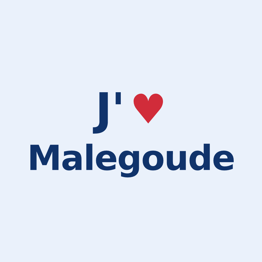 Sticker personnalisé Malegoude — design « J'aime Malegoude » imprimé sur le sticker
