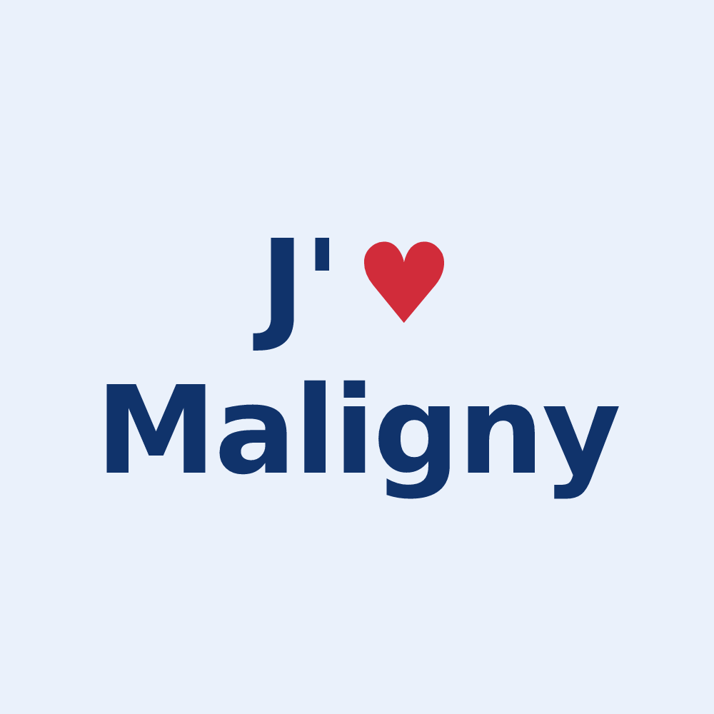Sticker personnalisé Maligny — design « J'aime Maligny » imprimé sur le sticker