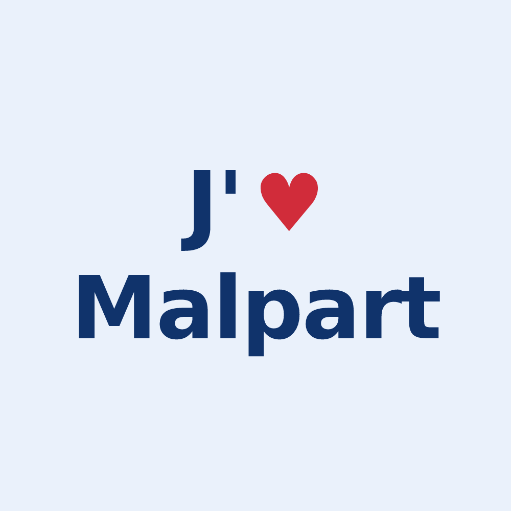 Sticker personnalisé Malpart — design J'aime Malpart