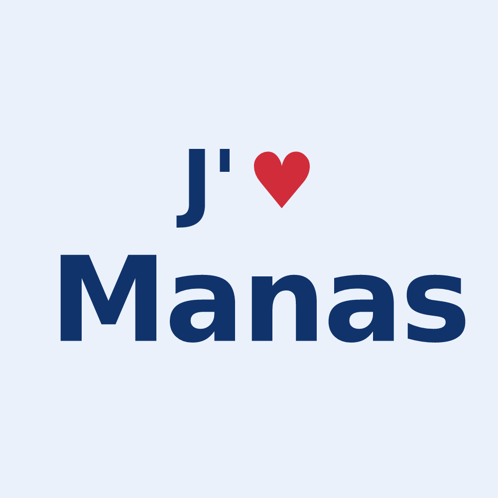 Sticker personnalisé Manas — design J'aime Manas