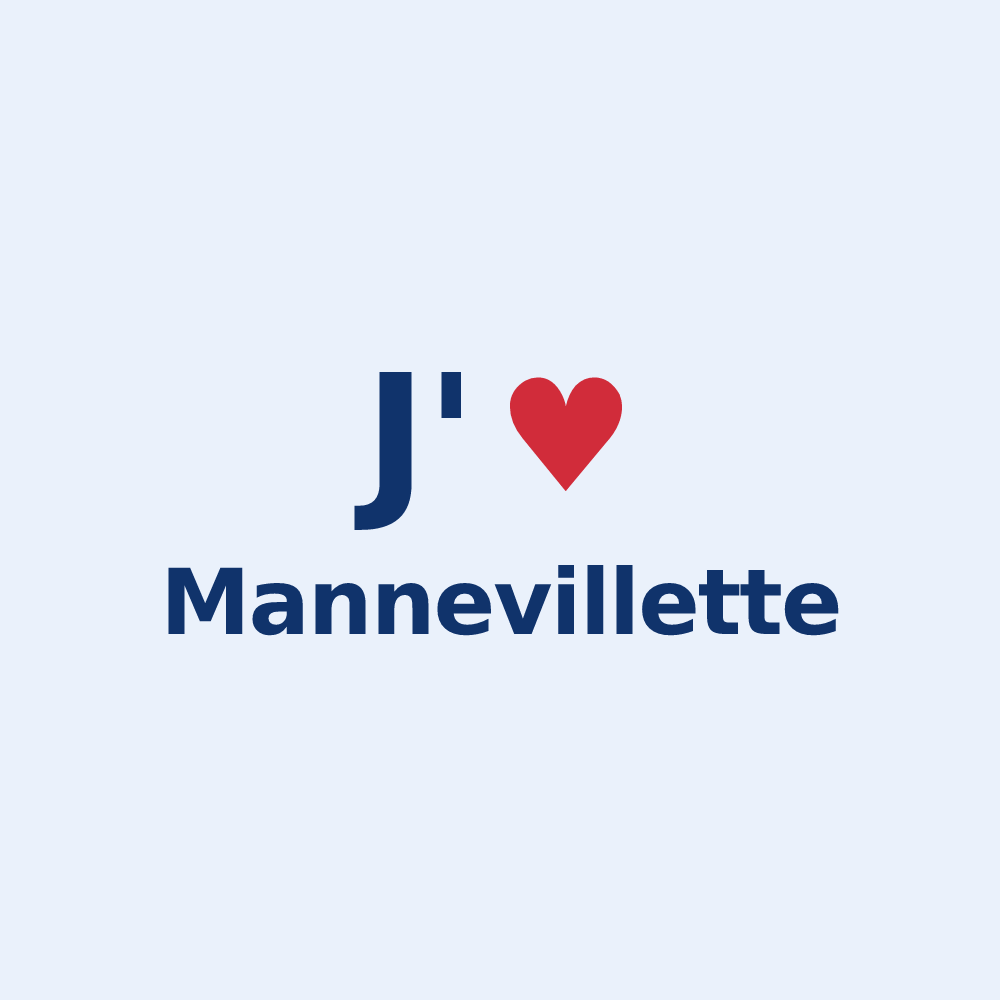 Sticker personnalisé Mannevillette — design « J'aime Mannevillette » imprimé sur le sticker