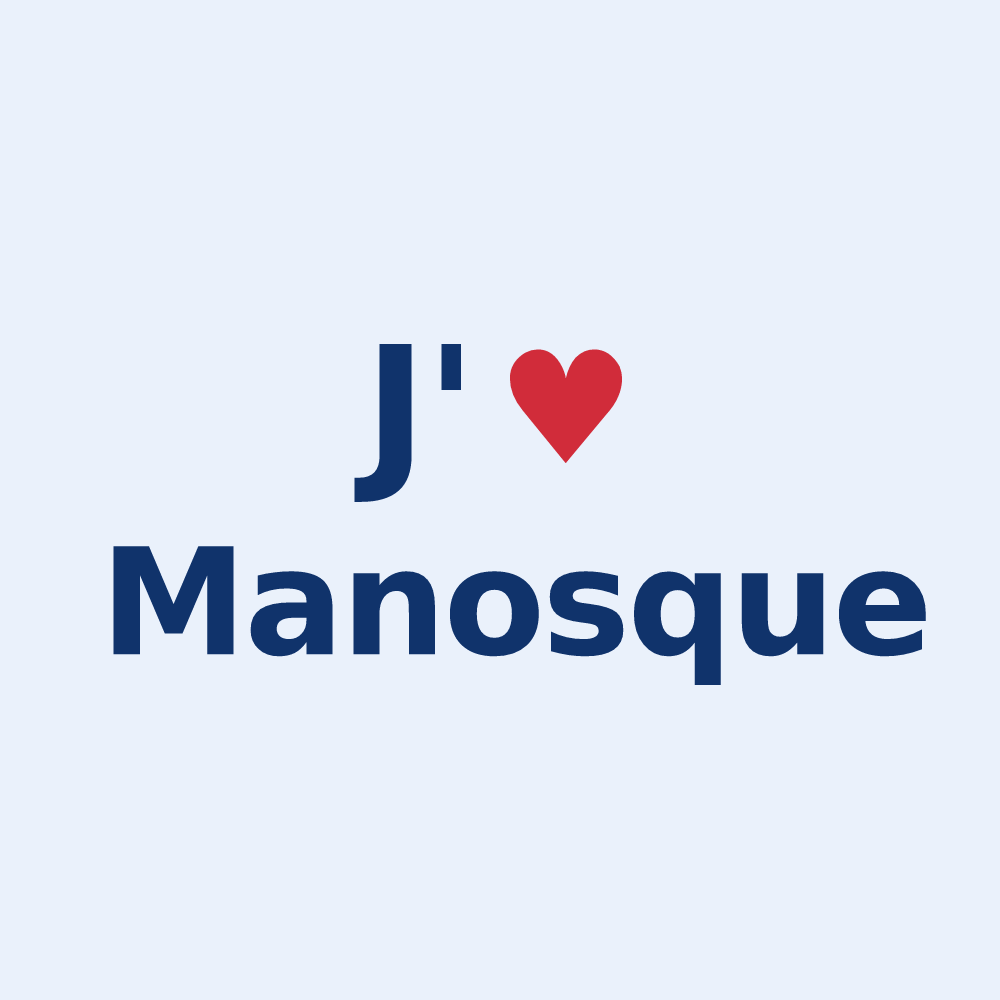 Sticker personnalisé Manosque — design J'aime Manosque