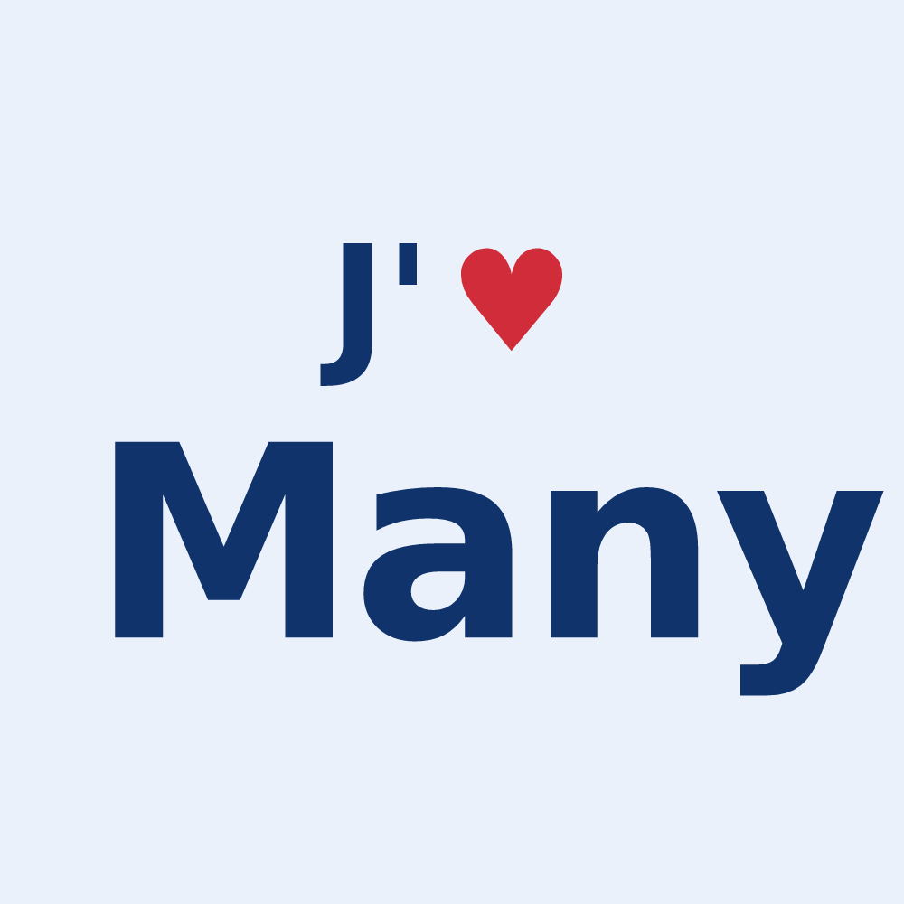 Sticker personnalisé Many — design J'aime Many