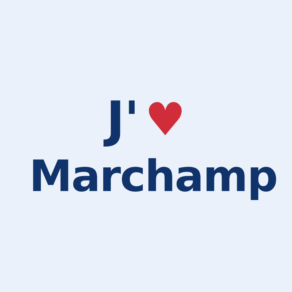 Sticker personnalisé Marchamp — design J'aime Marchamp