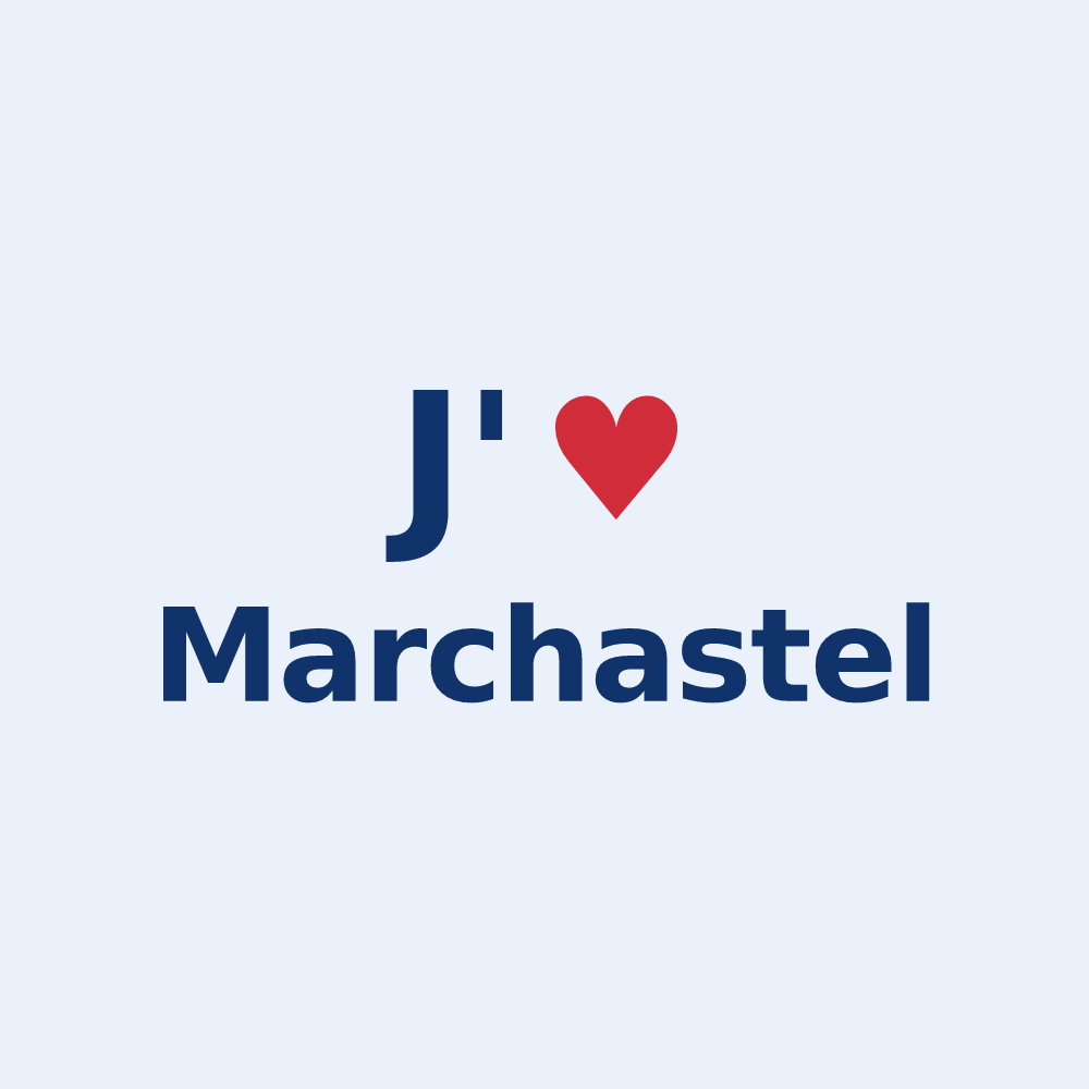 Sticker personnalisé Marchastel — design J'aime Marchastel