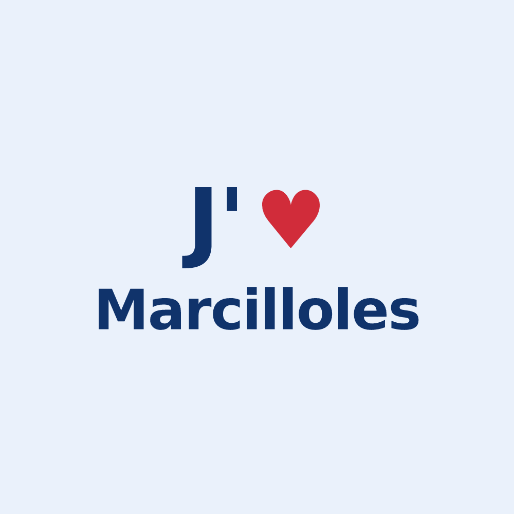 Sticker personnalisé Marcilloles — design « J'aime Marcilloles » imprimé sur le sticker