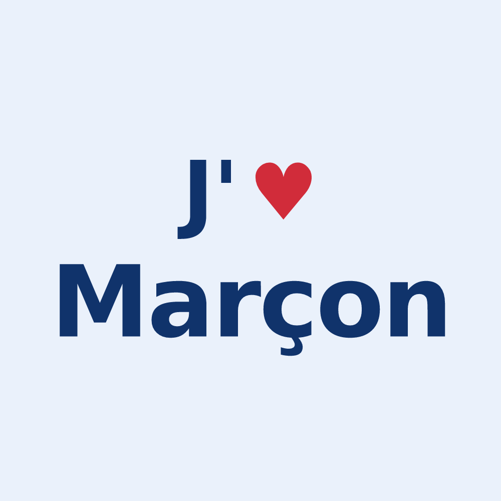 Sticker personnalisé Marçon — design J'aime Marçon