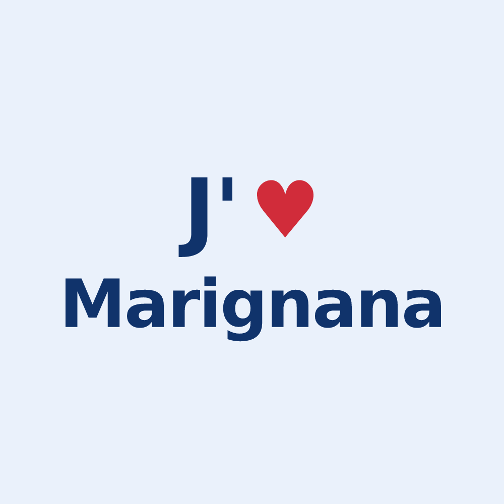 Sticker personnalisé Marignana — design J'aime Marignana
