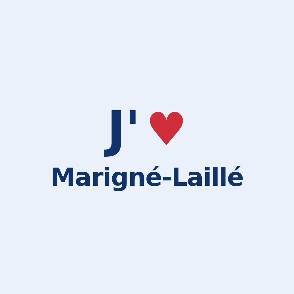 Sticker personnalisé Marigné-Laillé — design « J'aime Marigné-Laillé » imprimé sur le sticker