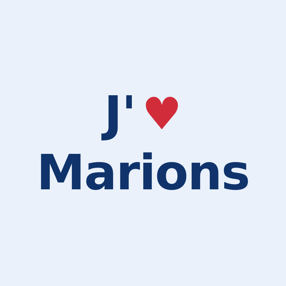 Sticker personnalisé Marions — design « J'aime Marions » imprimé sur le sticker