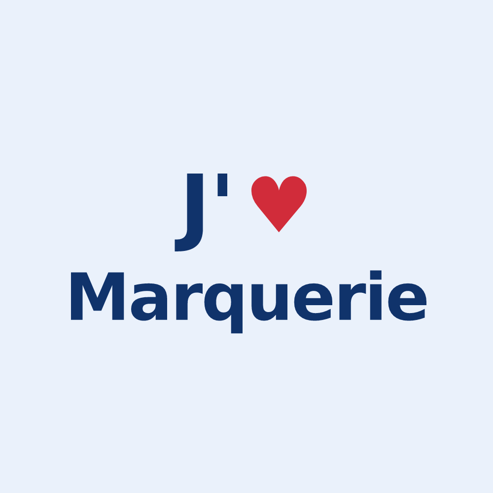 Sticker personnalisé Marquerie — design J'aime Marquerie