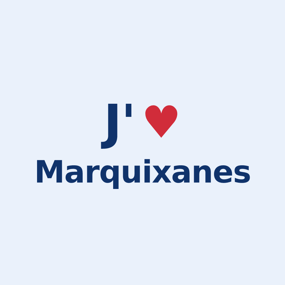 Sticker personnalisé Marquixanes — design J'aime Marquixanes