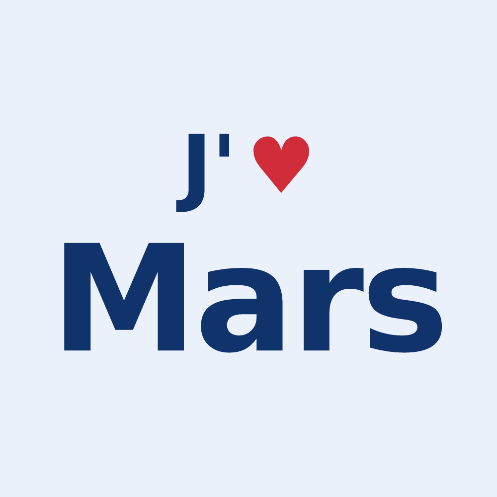 Sticker personnalisé Mars — design J'aime Mars