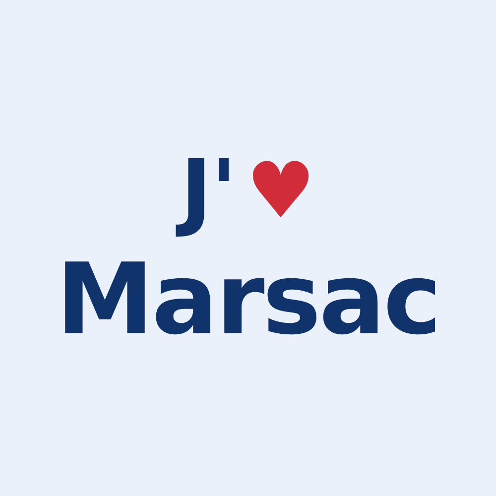 Sticker personnalisé Marsac — design « J'aime Marsac » imprimé sur le sticker