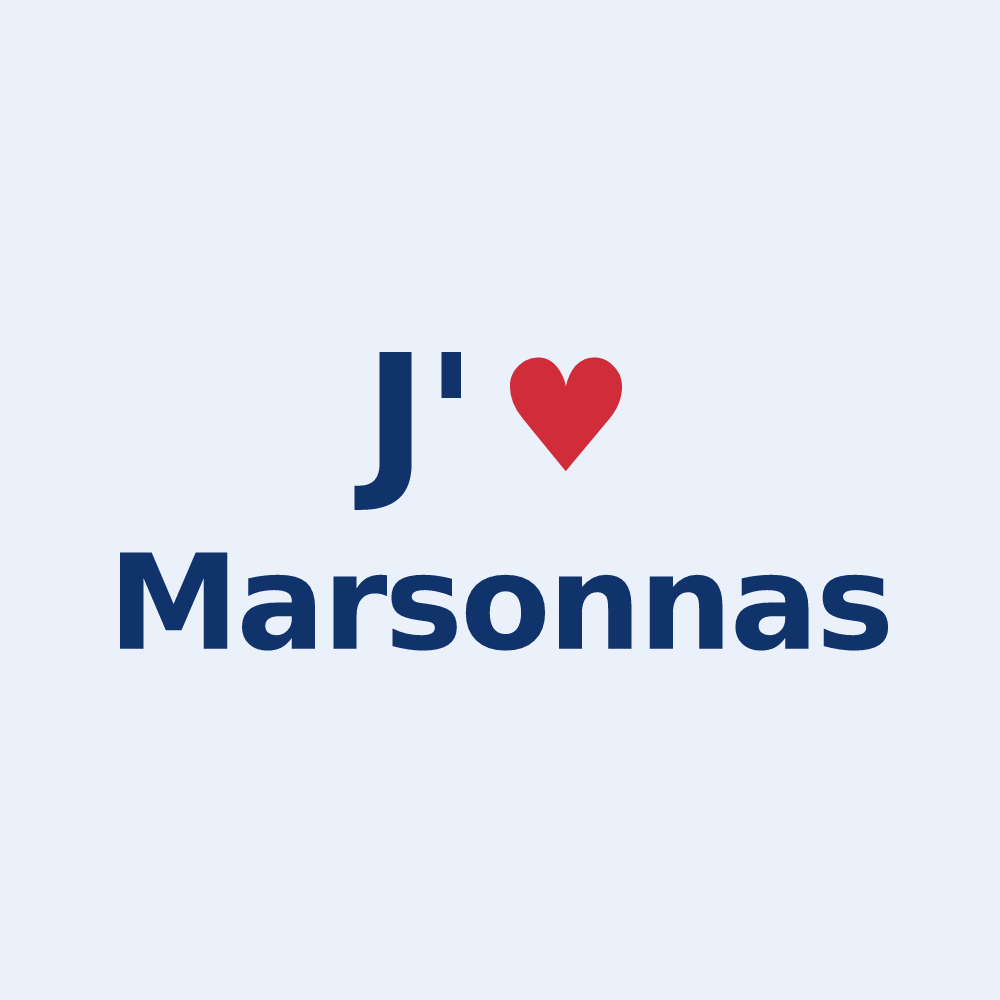 Sticker personnalisé Marsonnas — design « J'aime Marsonnas » imprimé sur le sticker