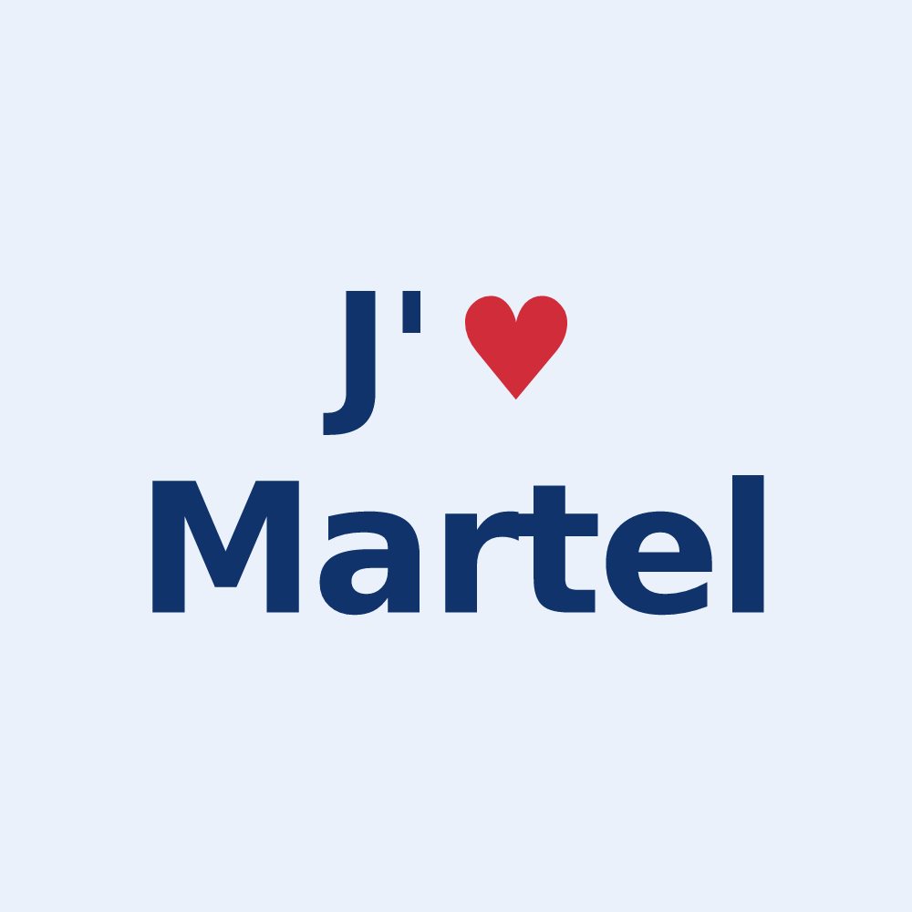 Sticker personnalisé Martel — design « J'aime Martel » imprimé sur le sticker