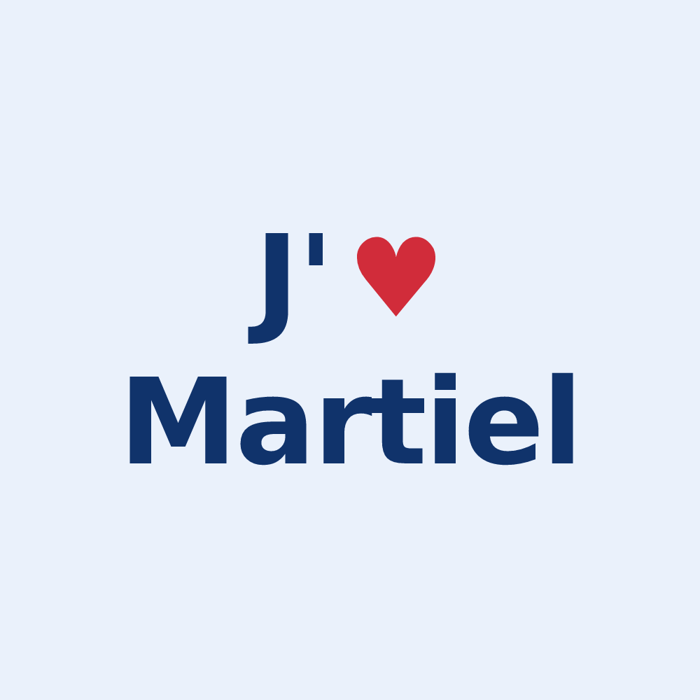 Sticker personnalisé Martiel — design « J'aime Martiel » imprimé sur le sticker