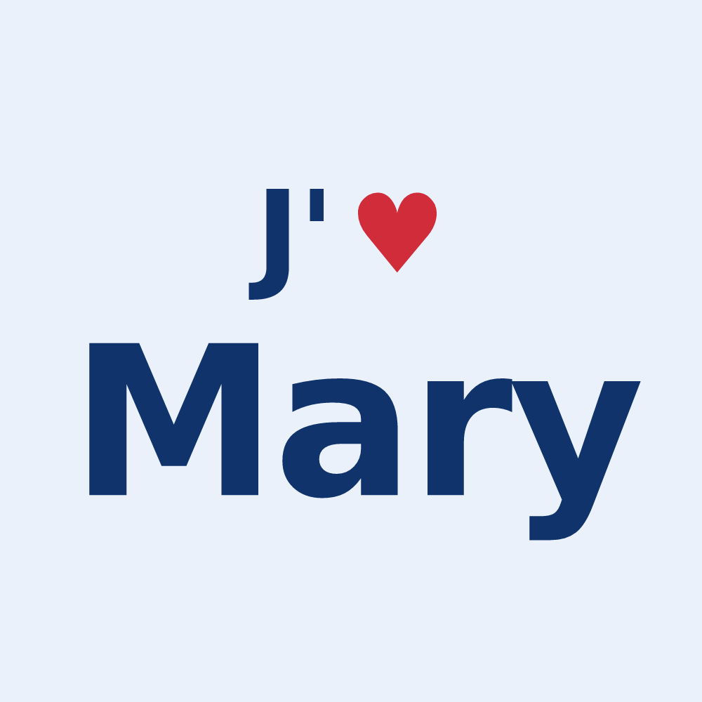Sticker personnalisé Mary — design « J'aime Mary » imprimé sur le sticker