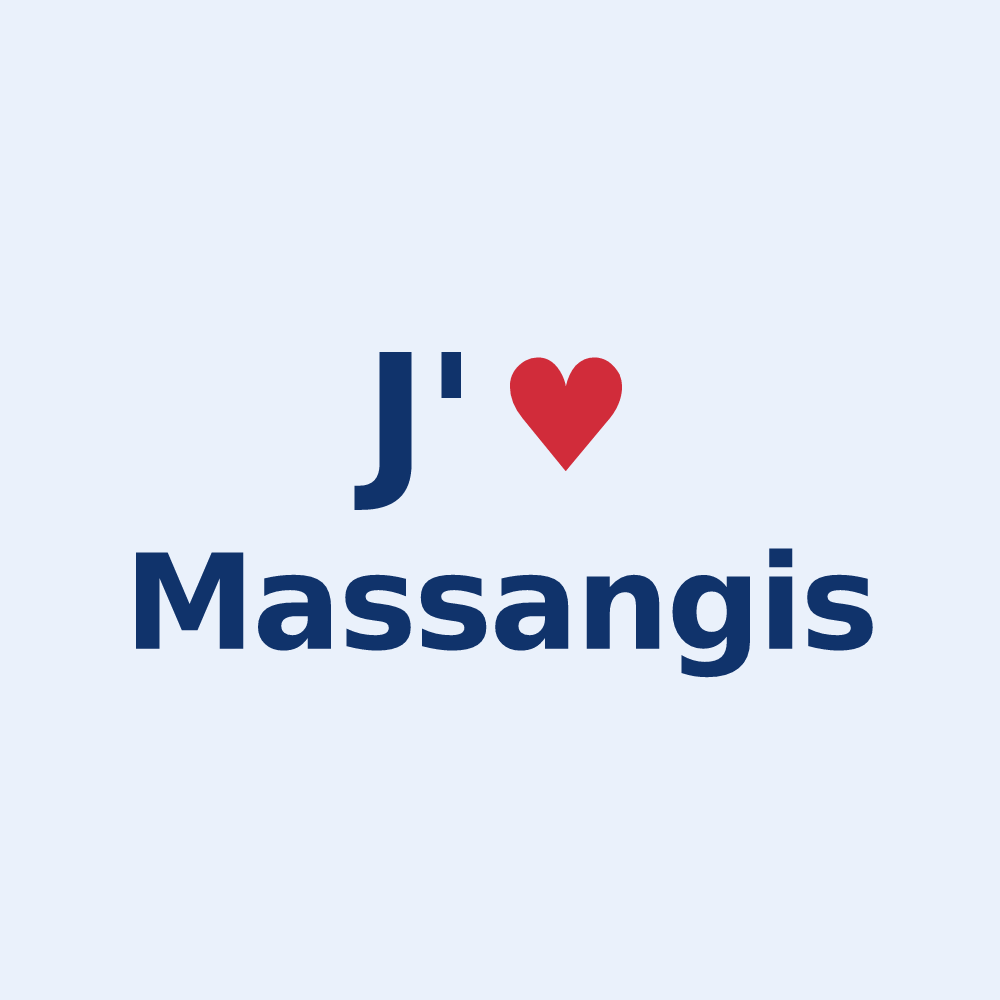 Sticker personnalisé Massangis — design J'aime Massangis
