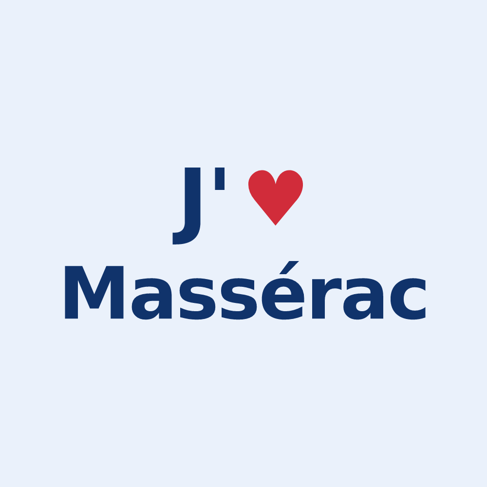 Sticker personnalisé Massérac — design « J'aime Massérac » imprimé sur le sticker