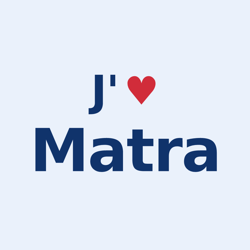 Sticker personnalisé Matra — design J'aime Matra