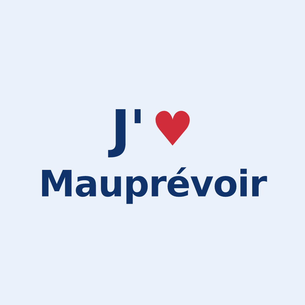 Sticker personnalisé Mauprévoir — design « J'aime Mauprévoir » imprimé sur le sticker