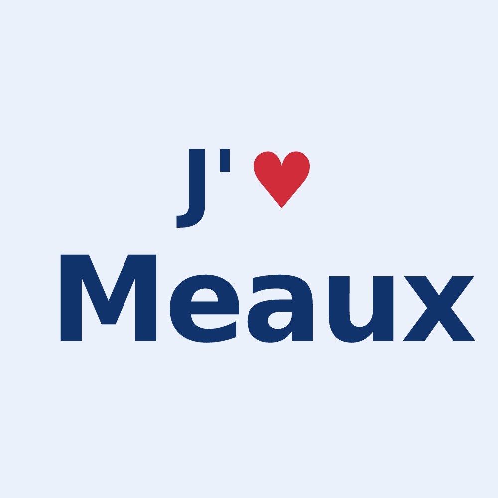 Sticker personnalisé Meaux — design « J'aime Meaux » imprimé sur le sticker
