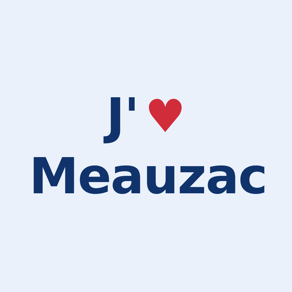 Sticker personnalisé Meauzac — design « J'aime Meauzac » imprimé sur le sticker