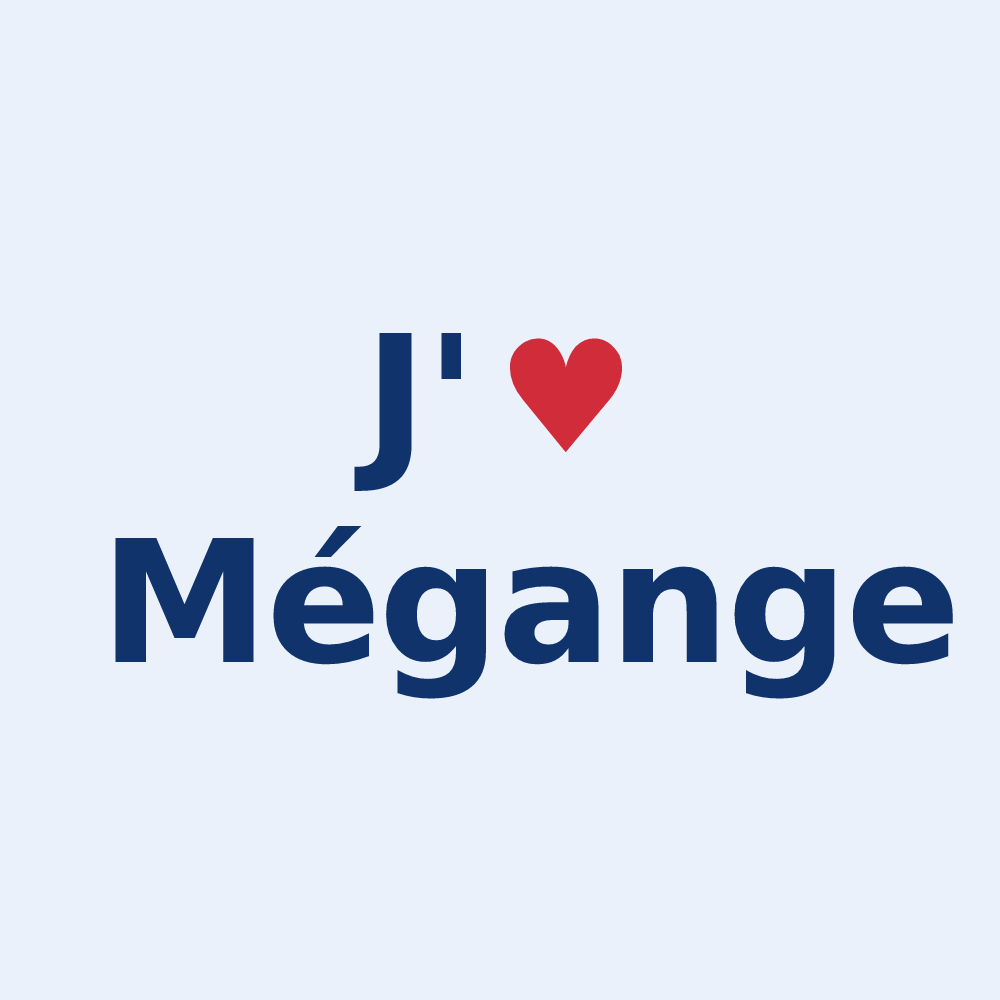 Sticker personnalisé Mégange — design J'aime Mégange